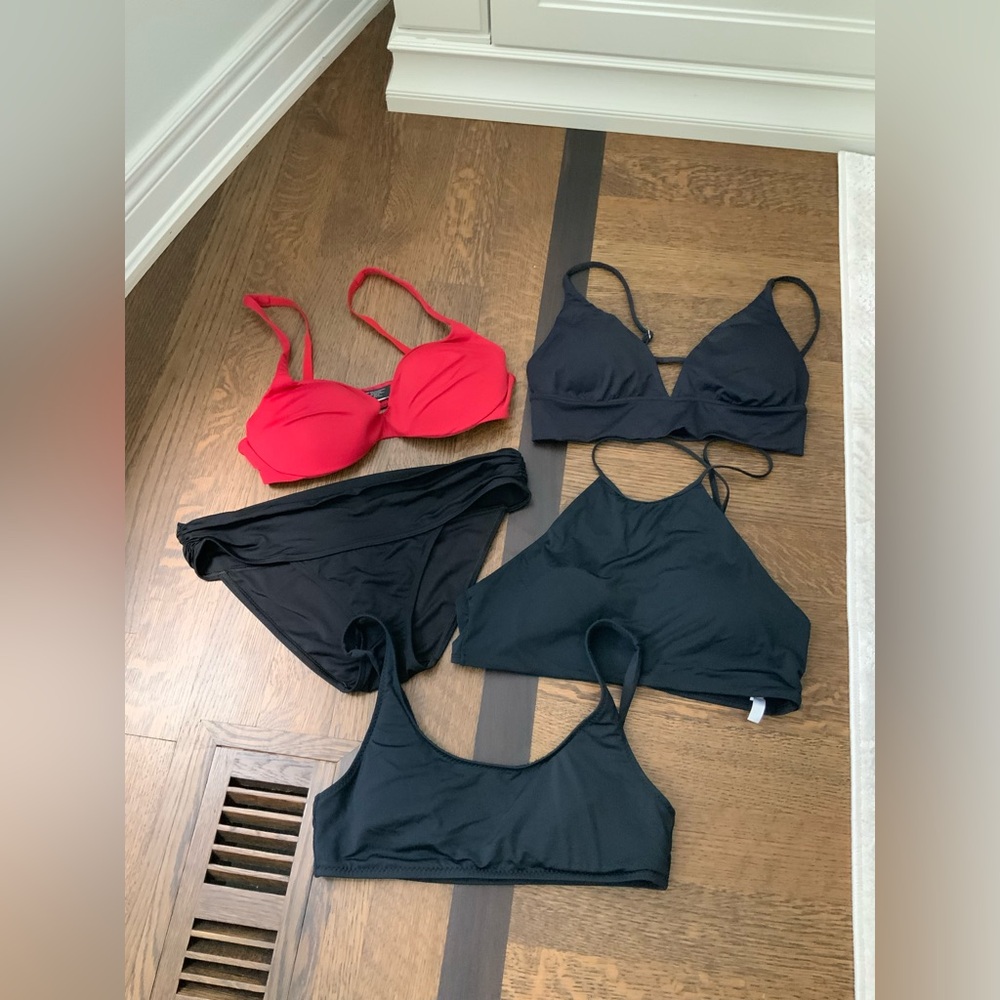 Bikini Swim Suits Women’s Lot X 5 Pieces Black Red Beach Pool Assorted Brands - Picture 2 of 12